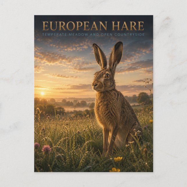 European Hare Meadow ANIMALS Postcard (Front)
