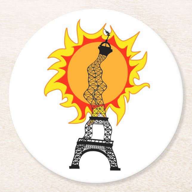 European Heat Wave Round Paper Coaster (Front)