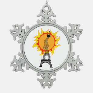 European Heat Wave Snowflake Pewter Christmas Ornament