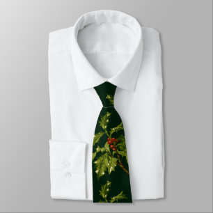 European-Holly With Red-Coloured Drupes Botanical- Tie