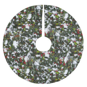 European Holly with Snow Tree Skirt