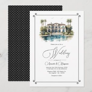 European Luxury Villa Inspired "Old Money" Wedding Invitation