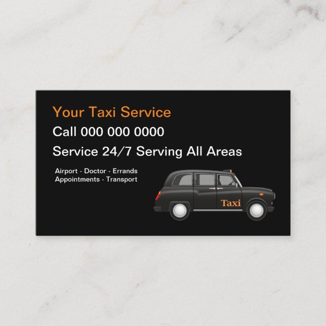 European Modern Taxi Service Business Card (Front)