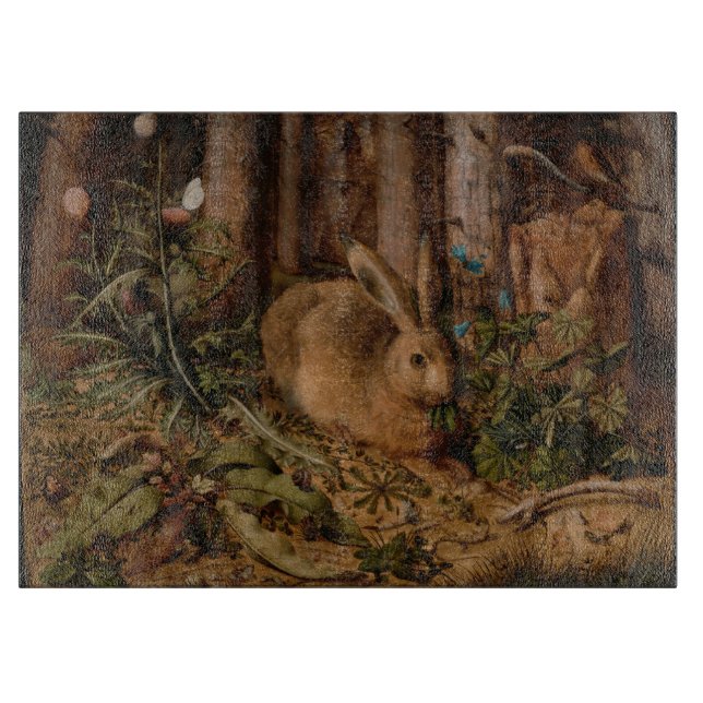 European Painting Rabbit Year Glass Cutting B Cutting Board (Front)