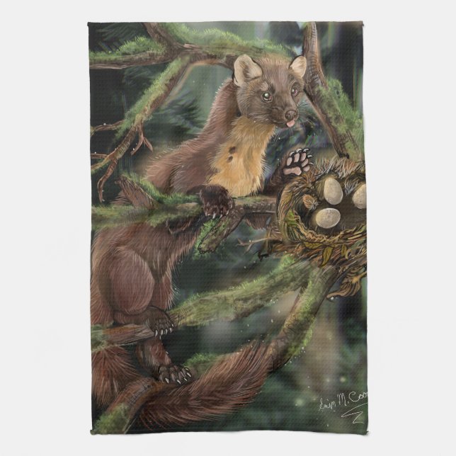 European Pine Marten Tea Towel (Vertical)