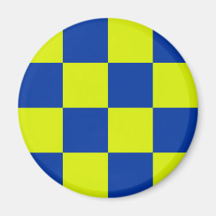 european police cars square colours chequered patt magnet