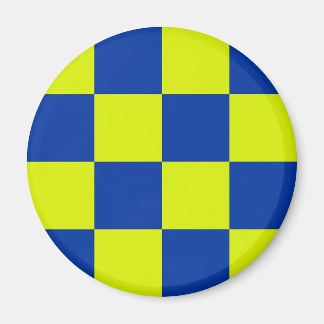 european police cars square colours chequered patt magnet (Front)