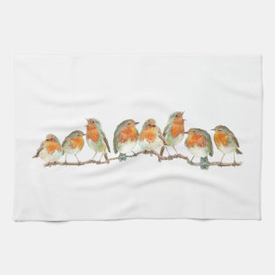 European red robin bird design. tea towel