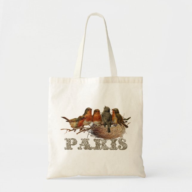 European Robin Birds Nest Paris France Tote Bag (Front)