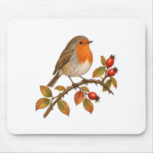 European Robin for a Peaceful Garden Work Space Mouse Mat