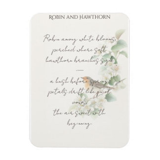 European Robin & Hawthorn – Editable Botanical Wed Magnet