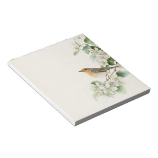 European Robin & Hawthorn – Editable Botanical Wed Notepad
