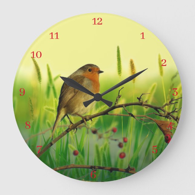 European Robin Large Clock (Front)