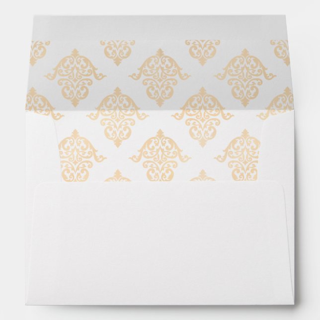 European Rococo Gold Romantic Calligraphy Wedding Envelope (Back (Bottom))