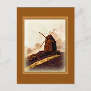 European Sepia Windmill Postcard