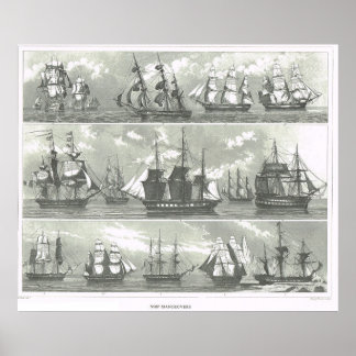 European ships of various functions poster