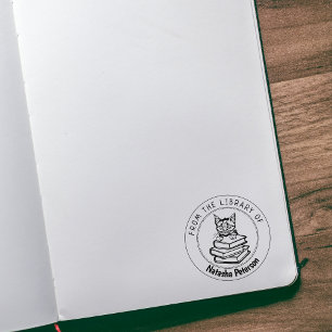 European Short Hair Cat, Book From the Library Of  Rubber Stamp