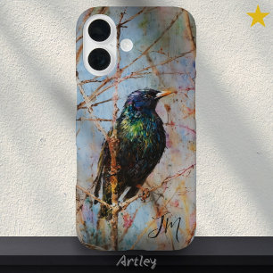 European Starling Bird Painting Custom Name iPhone 16 Case
