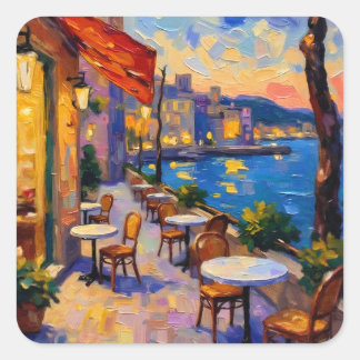European Street at Sunset Square Sticker