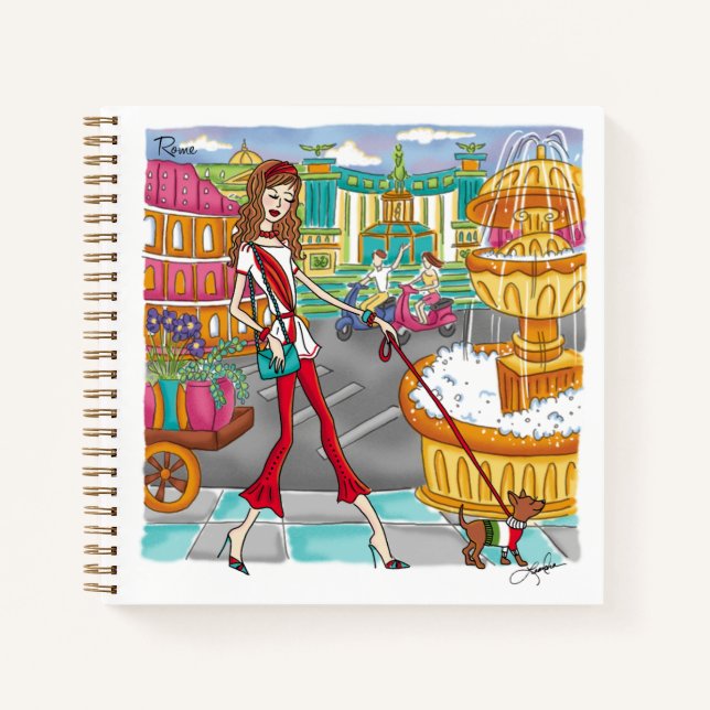 European Travel Girl in Rome Notebook (Front)