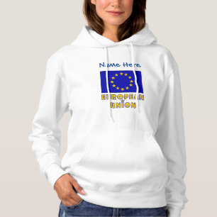 European Union and EU Flag Blue Personalisation Hoodie
