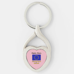 European Union and EU Flag Personalised Key Ring