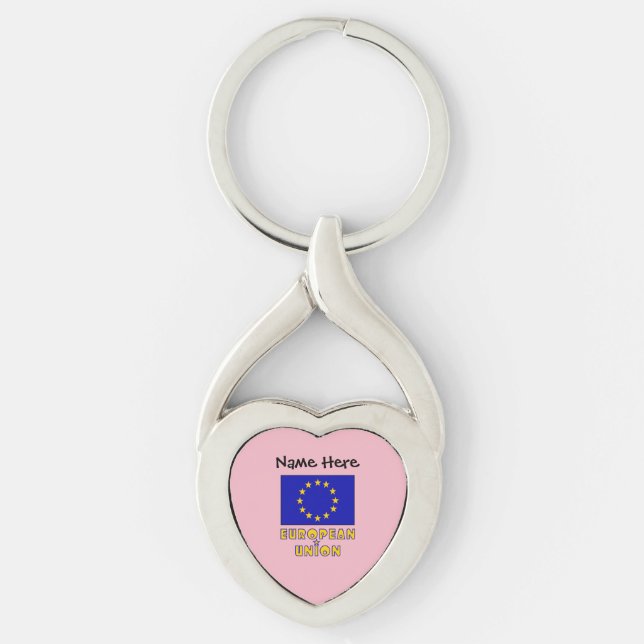 European Union and EU Flag Personalised  Key Ring (Front)