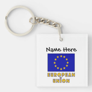 European Union and EU Flag Personalised Key Ring