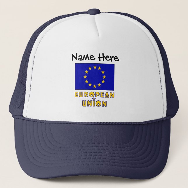 European Union and EU Flag Personalised  Trucker H Trucker Hat (Front)