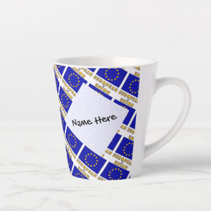 European Union and EU Flag Tiled Personalised  Latte Mug
