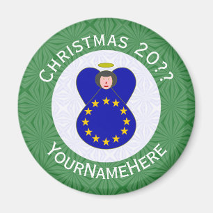 European Union Angel Christmas Flag Personalised Magnet