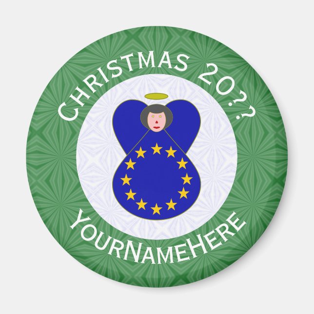 European Union Angel Christmas Flag Personalised  Magnet (Front)