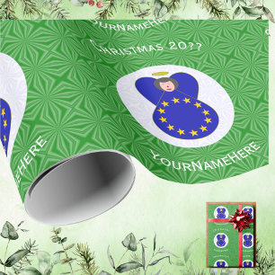 European Union Angel Christmas Flag Personalised  Wrapping Paper