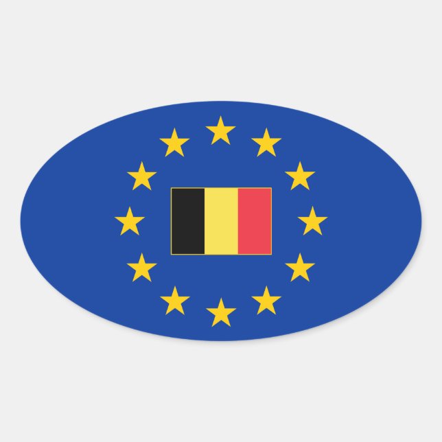 European Union Belgium Oval Sticker (Front)