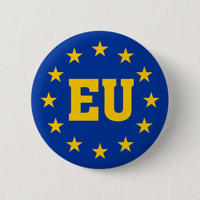 European Union, EU Flag 6 Cm Round Badge (Front)
