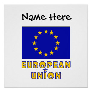European Union EU Flag Black Personalisation Poster