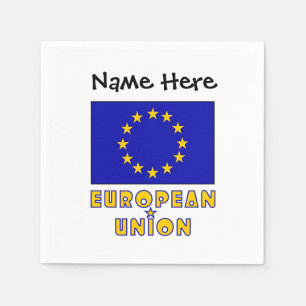European Union EU Flag Personalised Name Paper Napkin