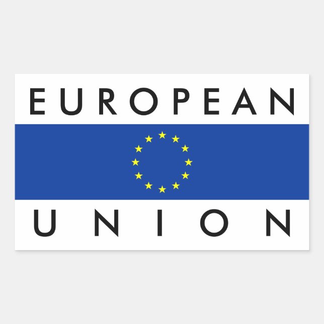 european union europe flag nation symbol text rectangular sticker (Front)