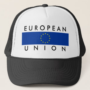 european union europe flag nation symbol text trucker hat