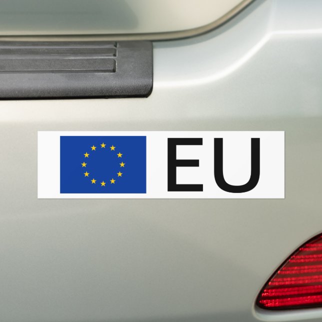 European Union flag bumper sticker with code (On Car)