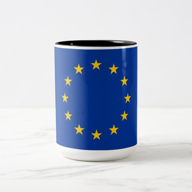 European Union Flag (EU) (Europe) Two-Tone Coffee Mug (Center)