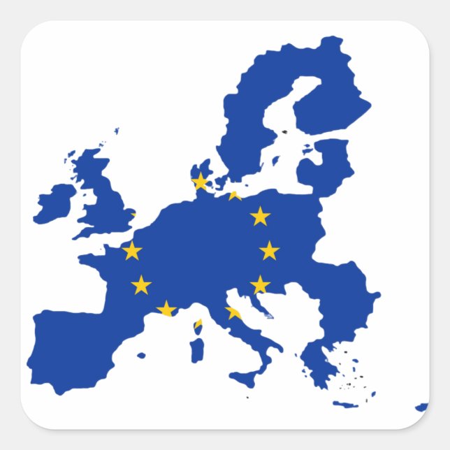 European Union Flag Map Square Sticker (Front)