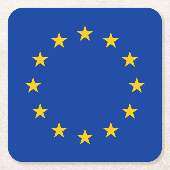 European Union Flag Square Paper Coaster (Front)