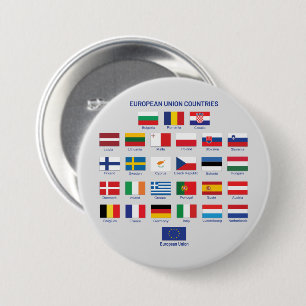 European Union Flags EU Countries  Button