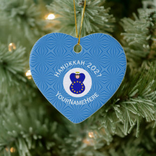 European Union Hanukkah Angel Name Year Heart Ceramic Tree Decoration