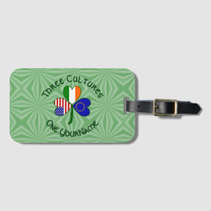 European Union Irish USA Shamrock Flag Personalise Luggage Tag