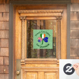 European Union Irish USA Shamrock Flag Personalise Window Cling