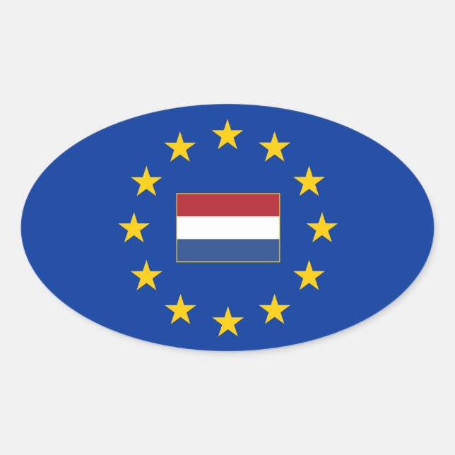 European Union Netherlands Oval Sticker (Front)