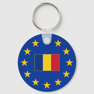 European Union Romania Basic Button Keychain