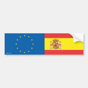 European Union & Spanish Flags Bumper Sticker